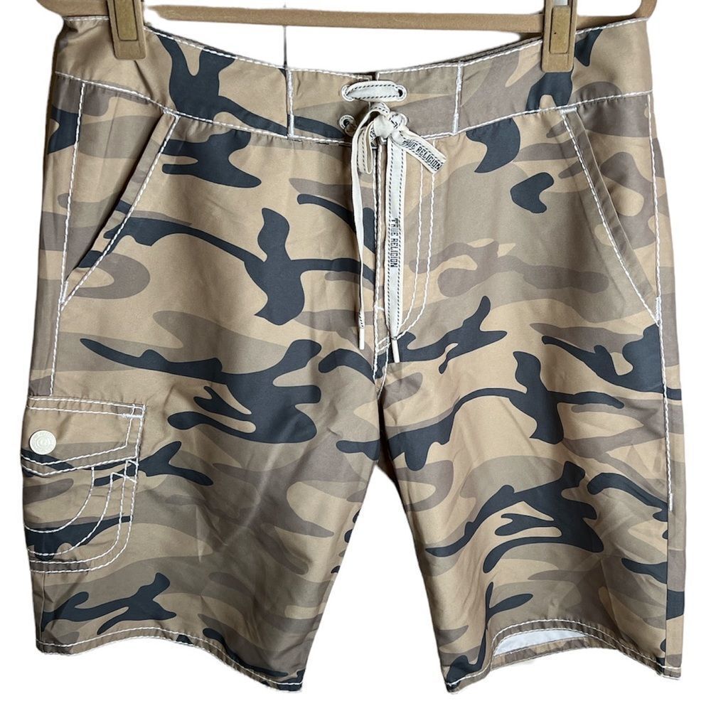 True Religion Andrew Short Big T Stitch Camouflage Board Shorts Nwt Size 30
